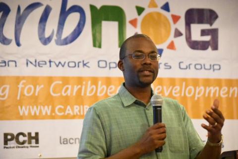 CaribNOG Executive Director Bevil Wooding Speaking at a CaribNOG Meeting in 2019.